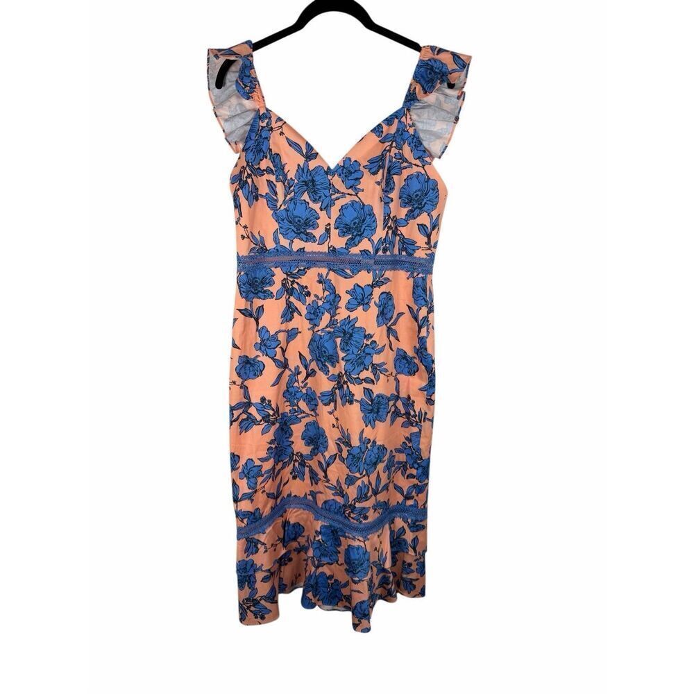 NWT Alice & Olivia Peach with Blue Floral Dress- Size 12